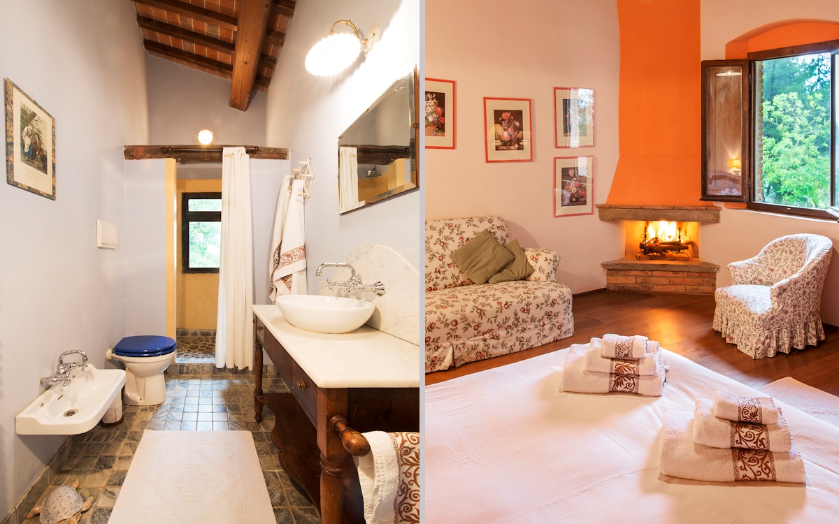 Villa Marti 1, Badezimmer und Kaminzimmer Villa Marti 1, Badezimmer und Kaminzimmer