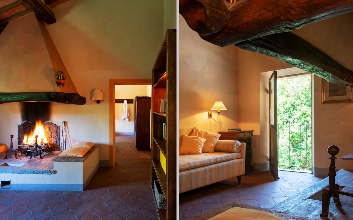 Villa Marti 2, Schlafzimmer mit Kamin Villa Marti 2, Schlafzimmer mit Kamin