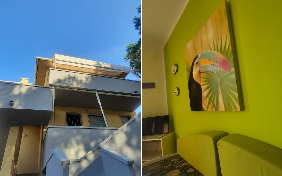 Ferienwohnung La Mazzanta, Fassade und Wohnküche (2)