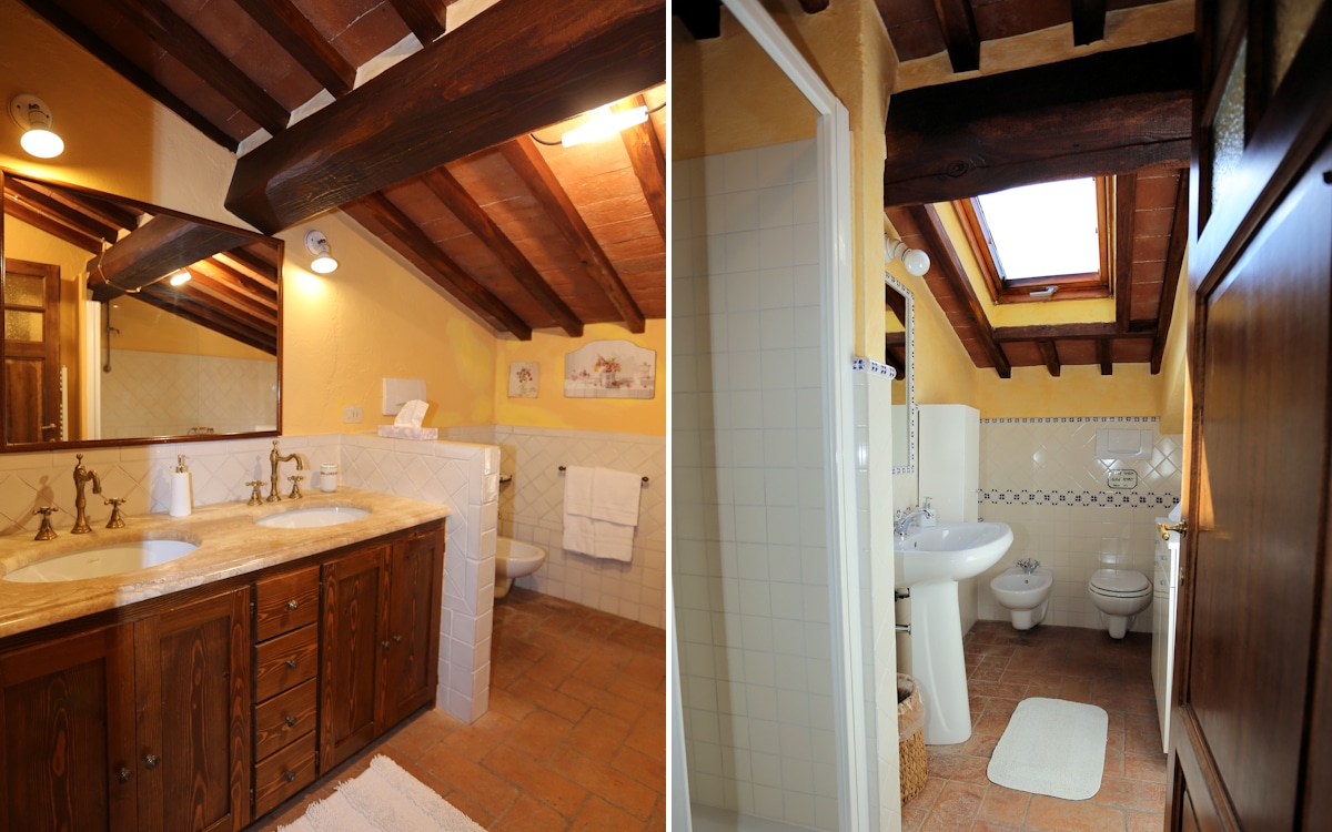 Villa Gaiole 4, Badezimmer 1 und 2 Obergeschoss Villa Gaiole 4, Badezimmer 1 und 2 Obergeschoss