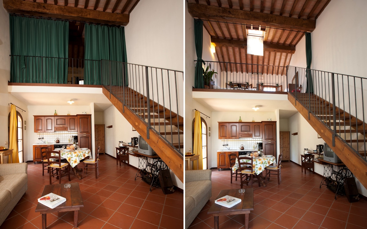 Cottage Toskana 2, Ferienwohnung Pero, Wohnküche und Schlafgalerie Cottage Toskana 2, Ferienwohnung Pero, Wohnküche und Schlafgalerie