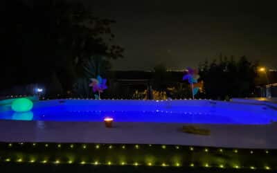 Ferienhaus Morrona 2, Swimmingpool bei Nacht
