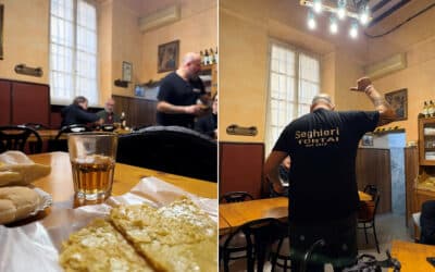 5&5 bei Seghieri, Meister der Torta di Ceci (Kichererbsentorte) in Livorno 5&5 bei Seghieri, Meister der Torta di Ceci (Kichererbsentorte) in Livorno